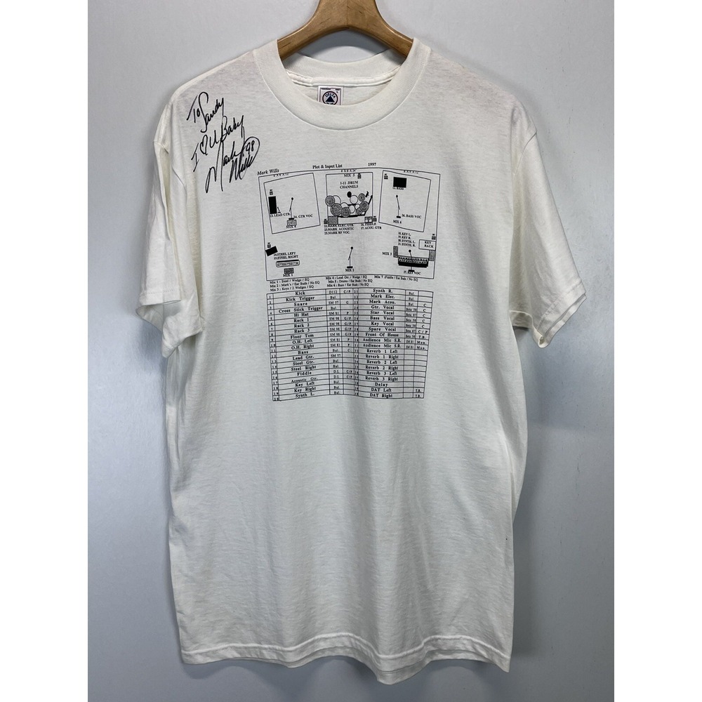 Vintage Delta Mark Wills Crew Tshirt Sz L GUC Signed Country Music HTF Autograph